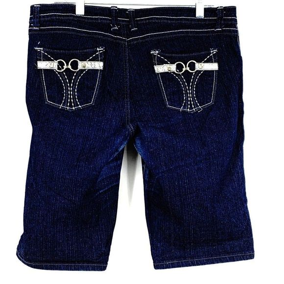 Southpole Women Size 13 Designer 13" Bermuda Jean Shorts Bling 2682 Metalic - Picture 1 of 9